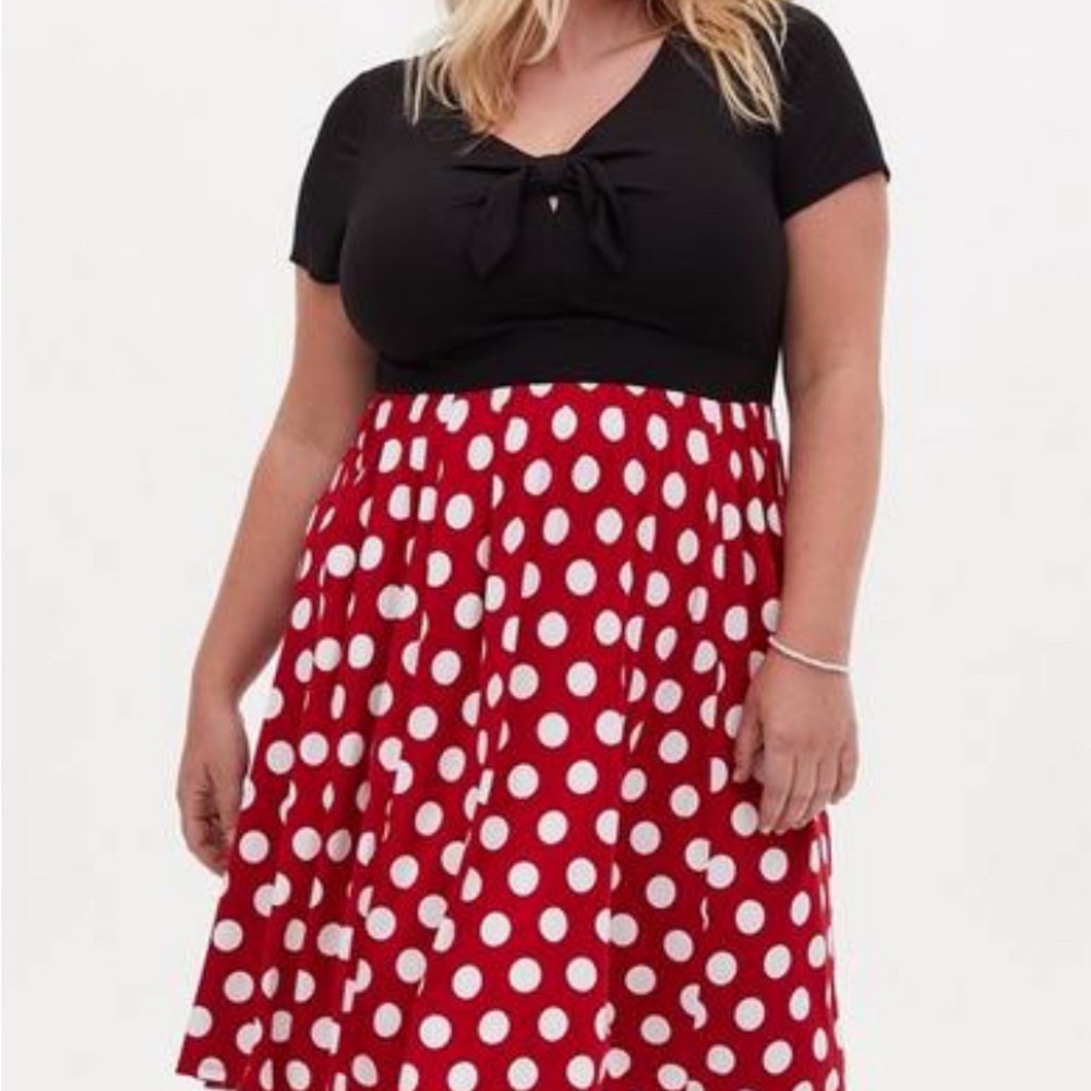 Torrid Minnie Mouse Polka Dot Skater Dress, size 2